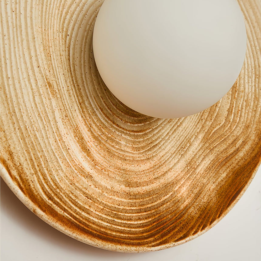 Close view of the caramel streaks running through the cream glaze