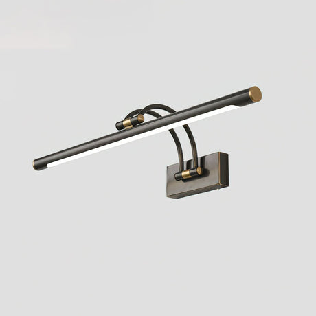 The dark bronze version seen at an angle, twin arms holding the tube clear of the plate
