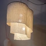 Detail of the coarse weave where two beige shades cross