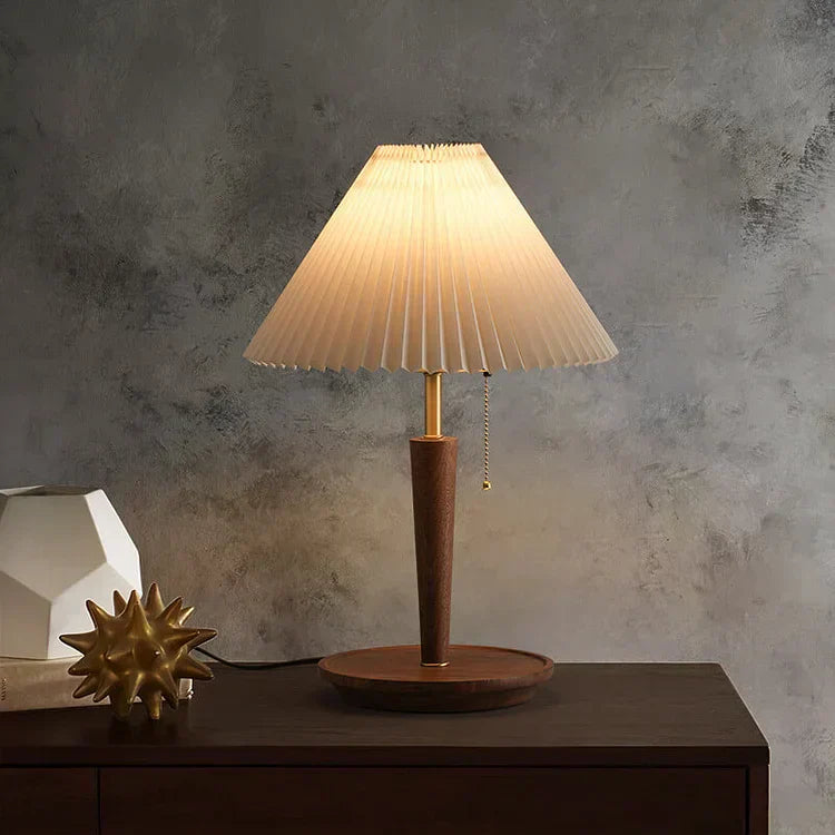 CedarGlow Retro Wood Table Lamp for Living Room