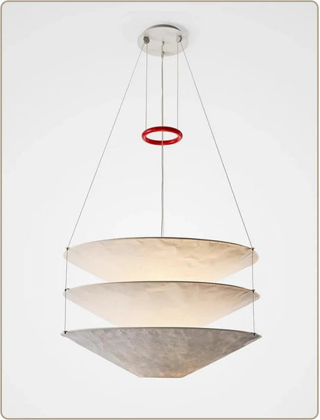 Side view of the layered paper shade against white