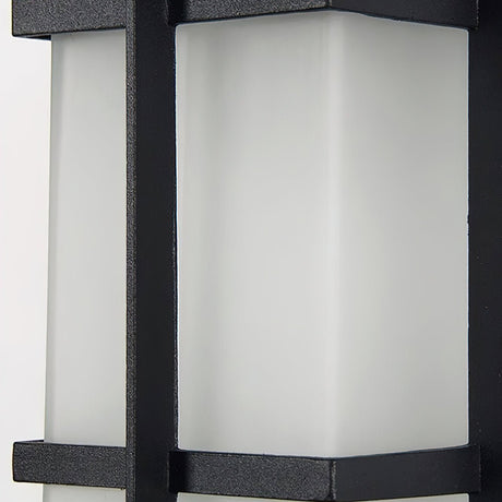 Close view of the frosted glass behind the black bars