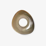 Asymmetric pebble shaped ceramic wall light in a glossy taupe glaze with an opal globe