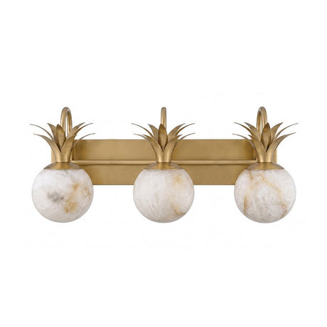 The three light version in brass with three stone globes on a bar