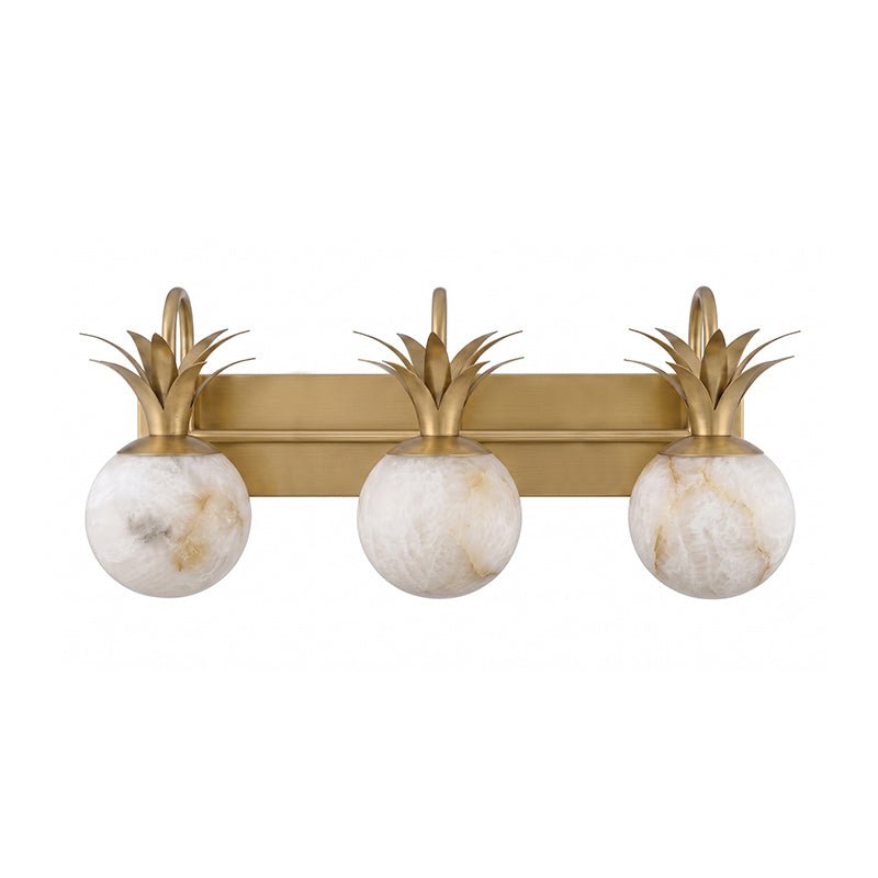 The three light version in brass with three stone globes on a bar
