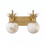 The two light version in brass with two stone globes side by side