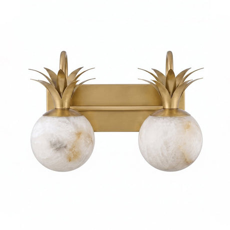 The two light version in brass with two stone globes side by side