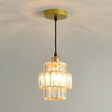 Black crystal ceiling light with striated design