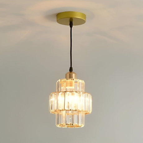 Black crystal ceiling light with striated design