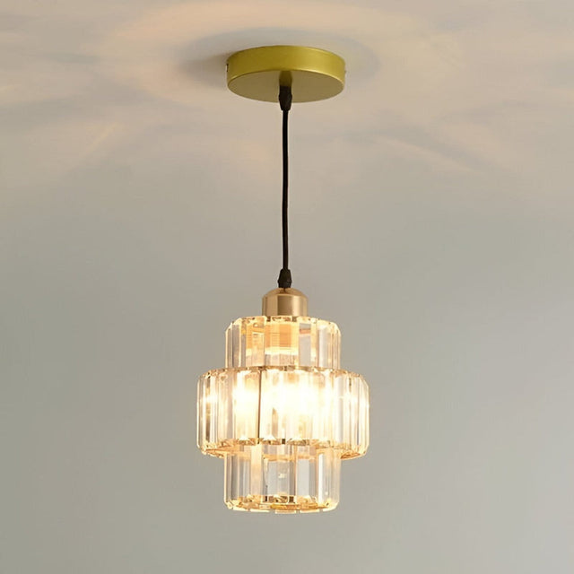 Black crystal ceiling light with striated design