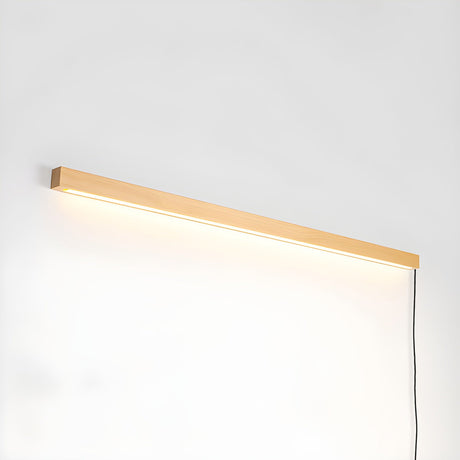 Pine bar lit and seen at an angle, showing how flat it sits on the wall