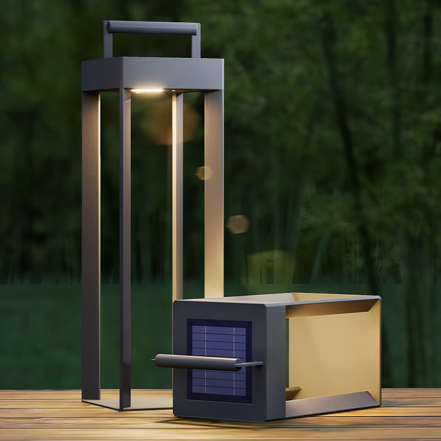 The lid lifted to show the solar cell set into the upper face of the body