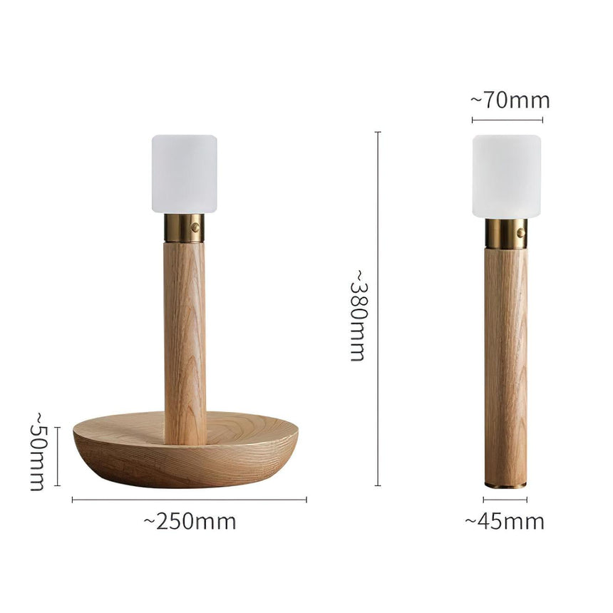 Line drawing giving the height and base diameter of the portable table lamp