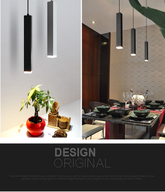 Aluminum Pendant Light LED Cylinder Design for Living Room
