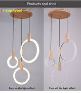 Virelle Ring Chandelier Wood Acrylic Close-Up View - OpalDwell