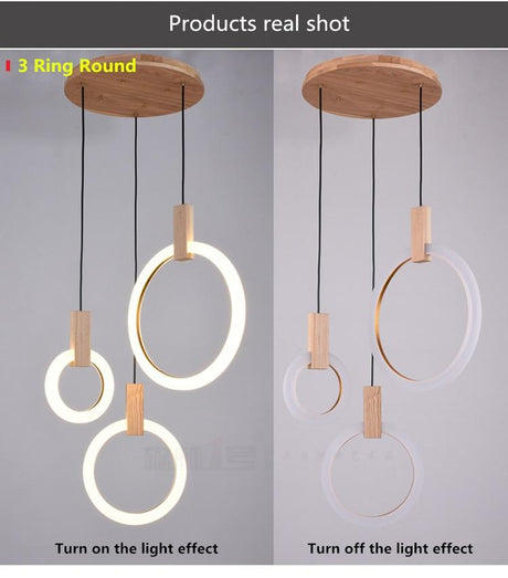 Virelle Ring Chandelier Wood Acrylic Close-Up View - OpalDwell