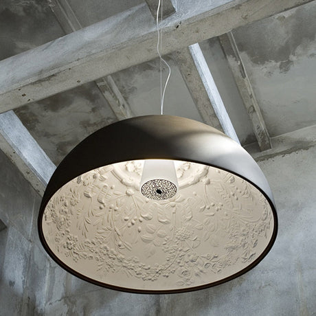 Crystal ceiling fixture illuminated ambient view