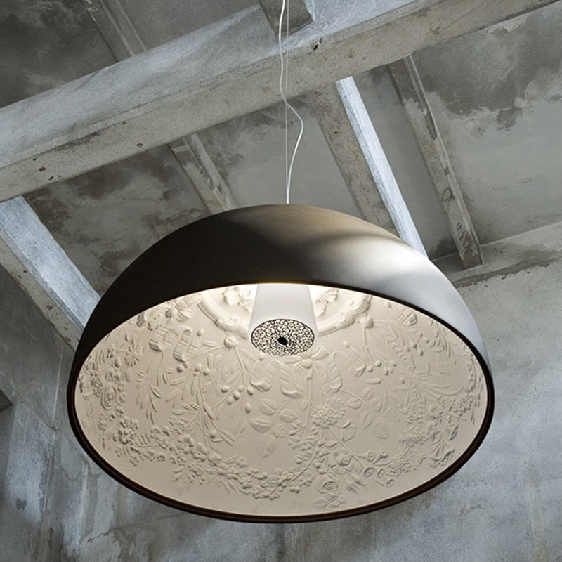 Crystal ceiling fixture illuminated ambient view