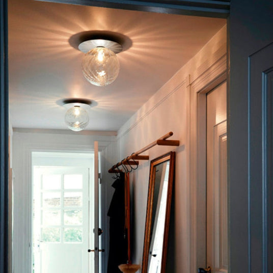 Brass Finish Glass Globe Ceiling Light Detail