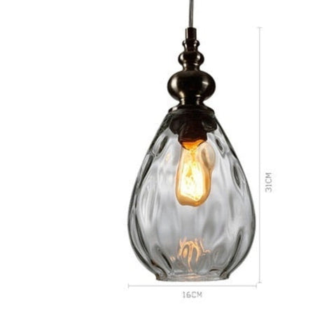 Glass, stone and wood Wood Pendant Light – drop design detail view | OroDwell