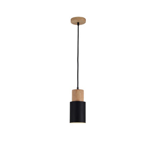Lyra Oak Pendant Light Geometric Cage Brushed Nickel