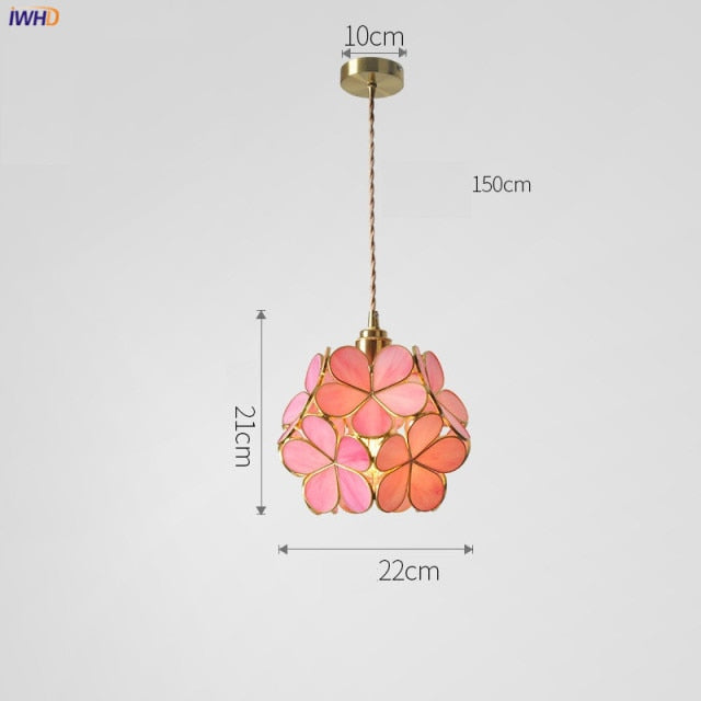 Floral Glass Pendant Light with Nordic-Inspired Motif