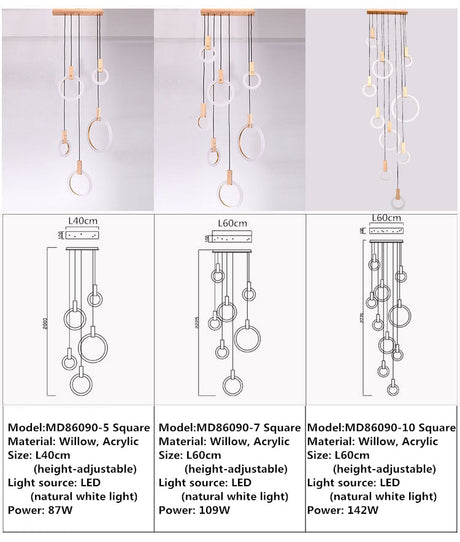 Virelle Chandelier Multiple Ring Configuration Detail - OpalDwell