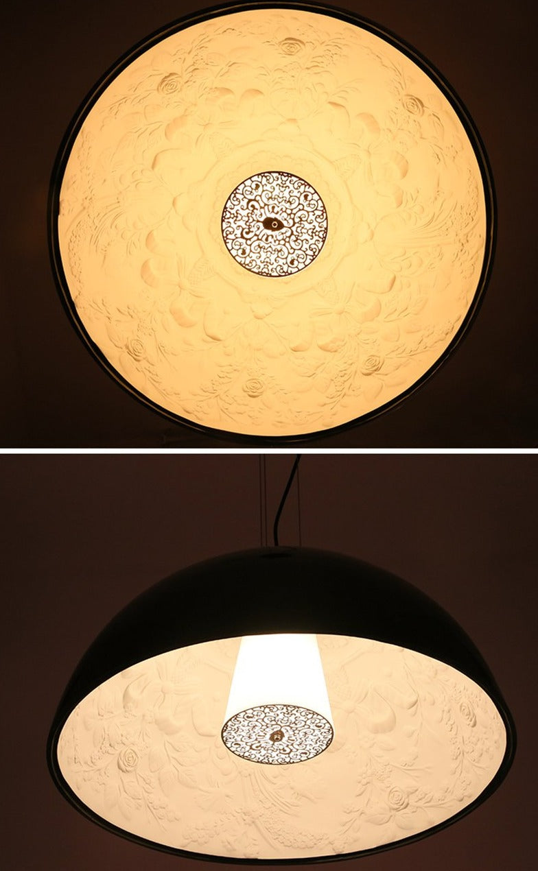Crystal ceiling light silhouette from below