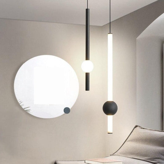 Modern Bar Pendant Light in White Shade