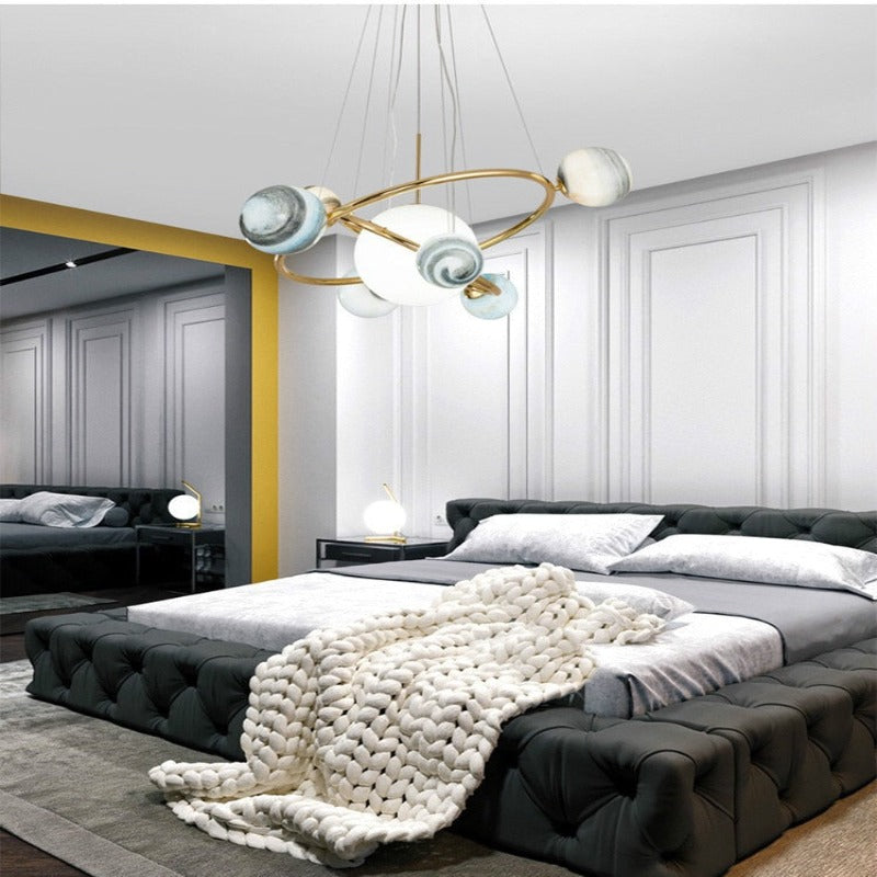LumiSphere Chandelier - Glass and Metal Planetary Design