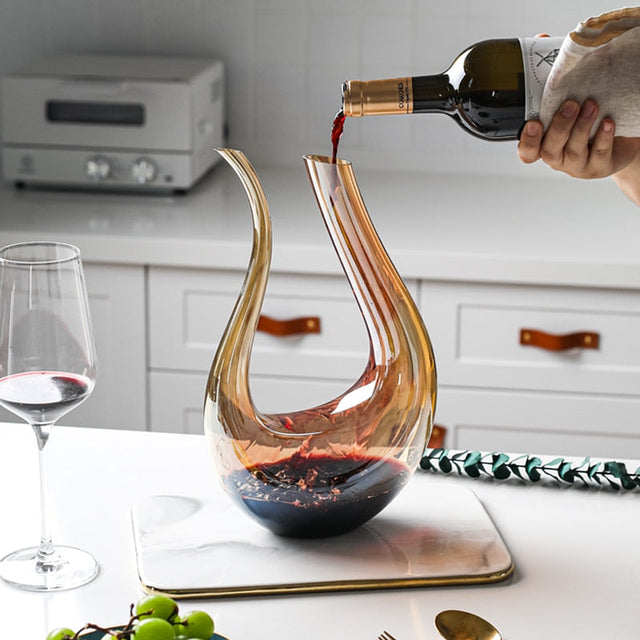 Santa Rosa Crystal Glass Wine Decanter Modern Abstract silhouette - OpalDwell