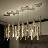 Radiant Elongated Cylindrical Chandelier - Gold Finish