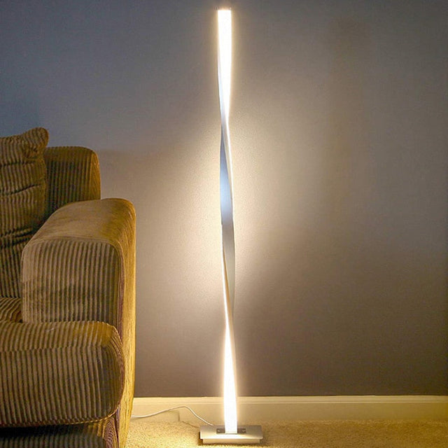 LED twist floor lamp plated iron finish