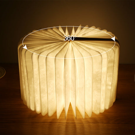 LumaLeaf foldable wood book light full view