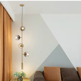 Solara Six-Sphere Amber Glass Pendant Light with Gold Rods