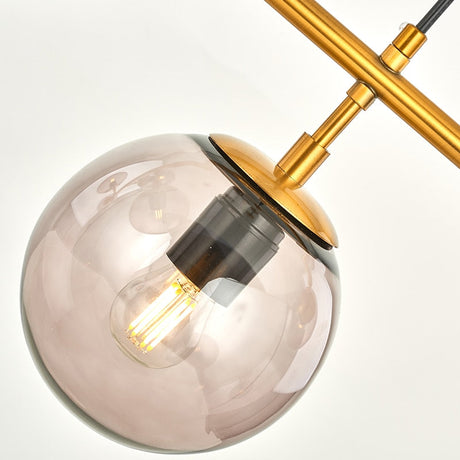 Solara Six-Sphere Amber Glass Pendant Light with Gold Rods
