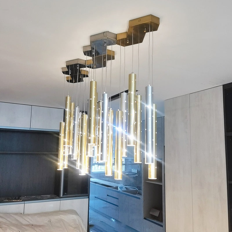 Gold Chandelier with Warm White LED Lighting