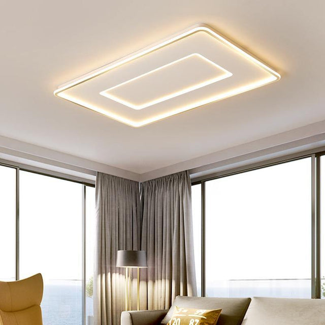 Rectangular Ceiling Light with Geometric Design for Dining Room