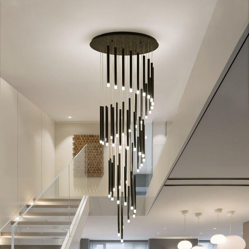 Elegant Nordic Black Acrylic Chandelier for Dining Room