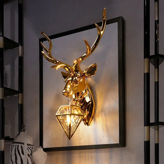 Gold wall lamp resin antler design decor accent