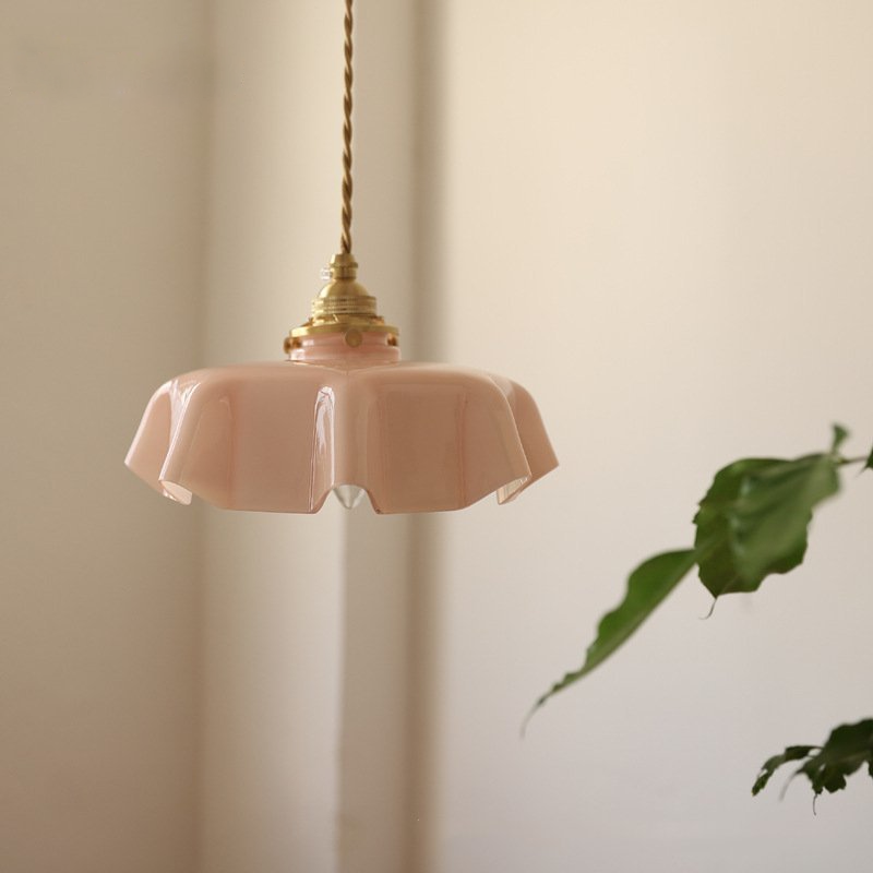Retro Draped Flower Glass Pendant Light