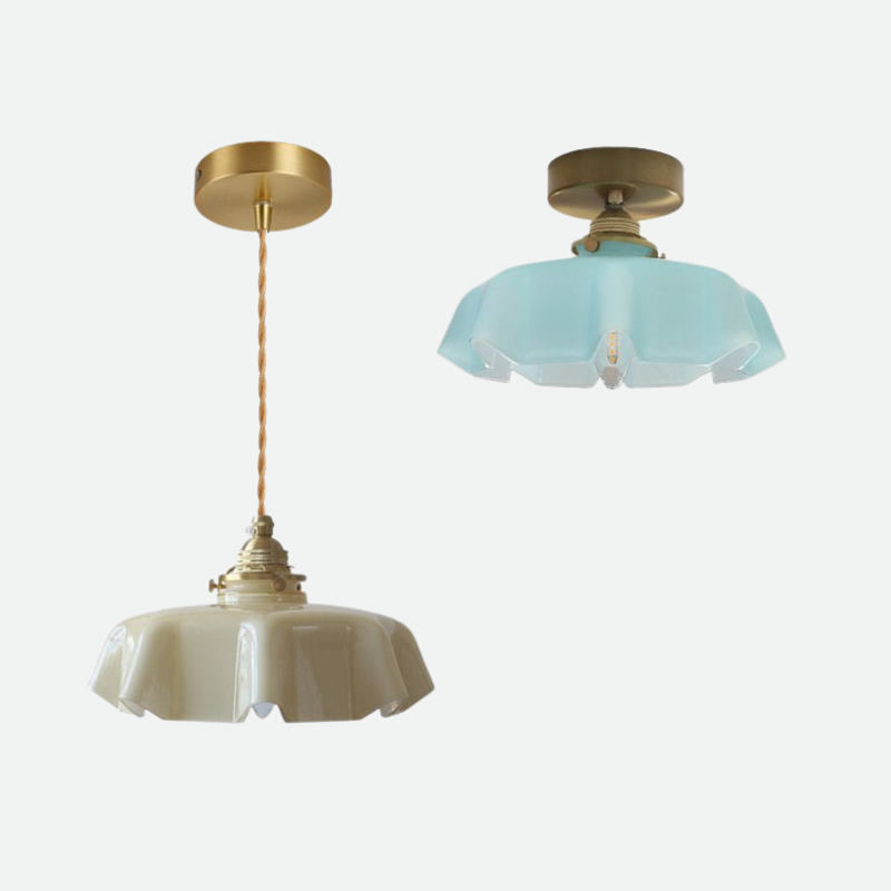 Brass and Glass Ceiling Light Fixture
