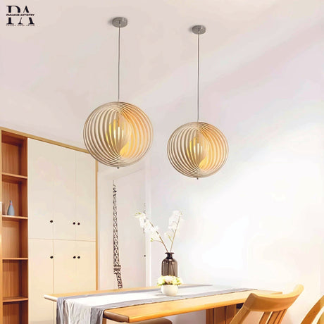 Natural Wood Pendant Light for Bedroom