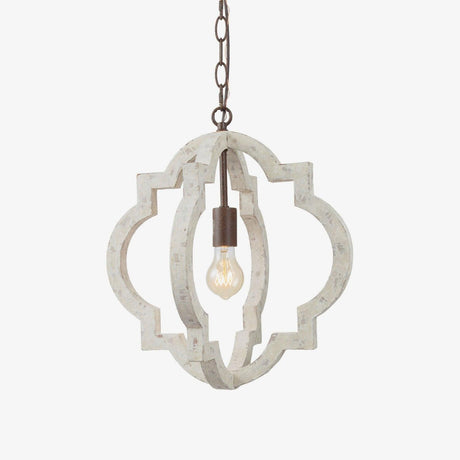 The quatrefoil frame and its lamp seen against plain white