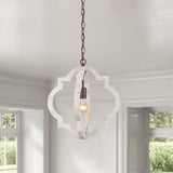Hung in a white room between two doorways with windows beyond