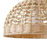 Close view of the open weave on the rattan dome shade