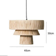 Dimension card for the rattan drum pendant light in a natural finish, small size