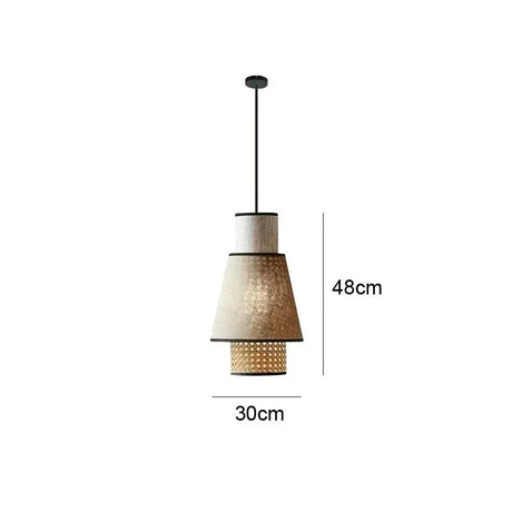 Dimension card for the 30 by 48 cm woven rattan shade