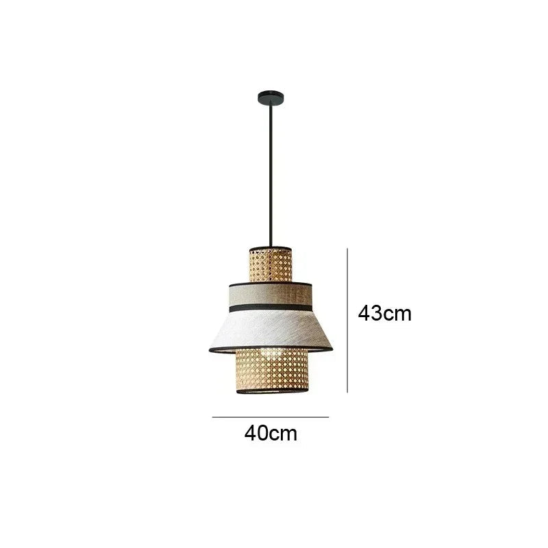 Dimension card for the 40 by 43 cm woven rattan shade