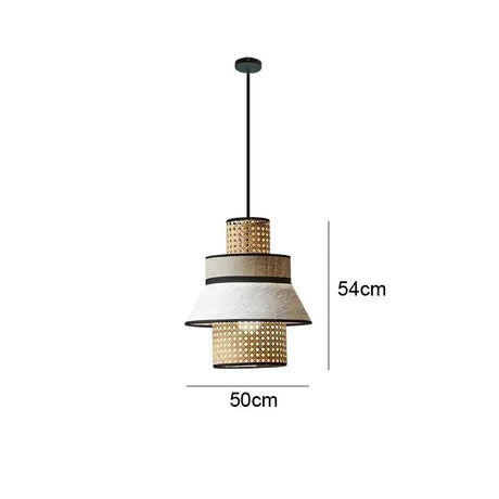 Dimension card for the 50 by 45 cm woven rattan shade